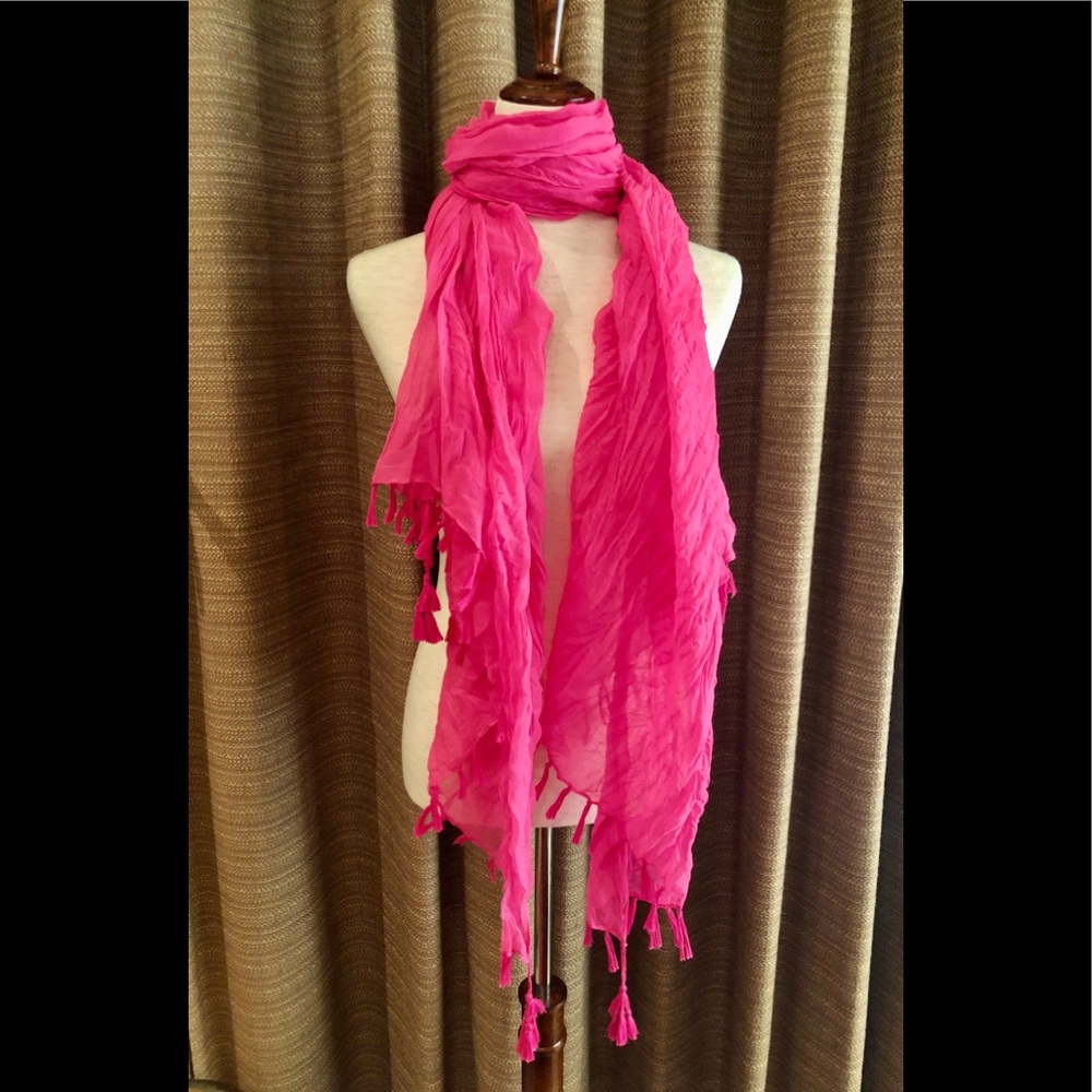 DARK PINK SCARF SARONG 100% POLY FRINGE